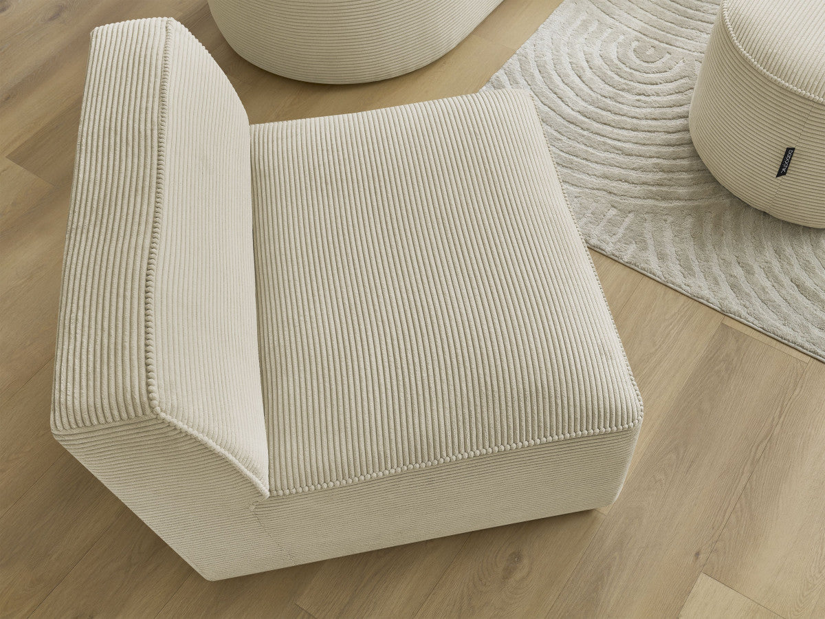 1-zits stoel voor modulaire bank ROUSSEAU ribfluweel