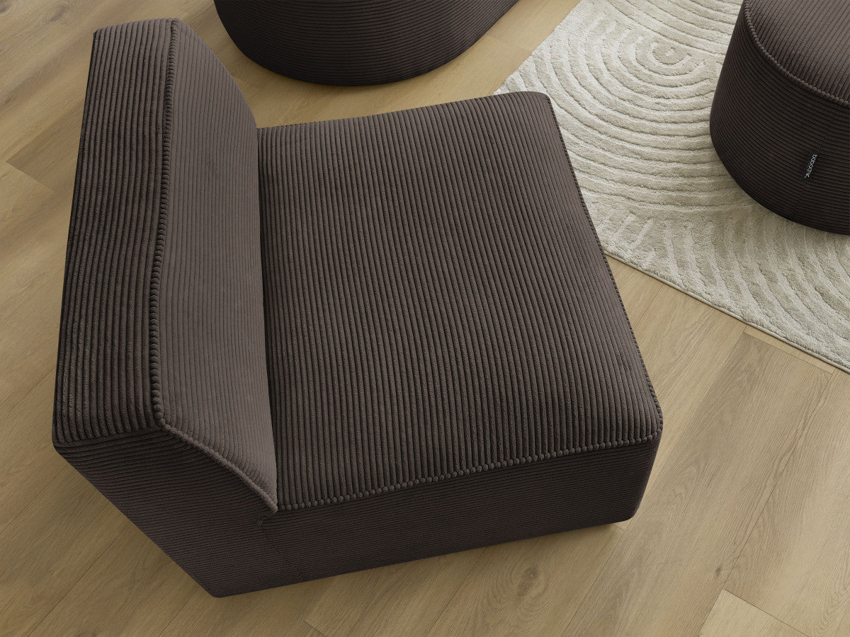 1-zits stoel voor modulaire bank ROUSSEAU ribfluweel