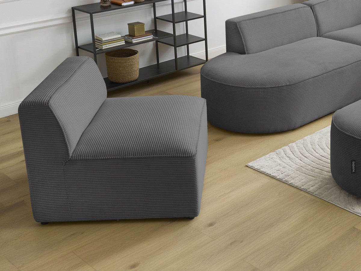 1-zits stoel voor modulaire bank ROUSSEAU ribfluweel
