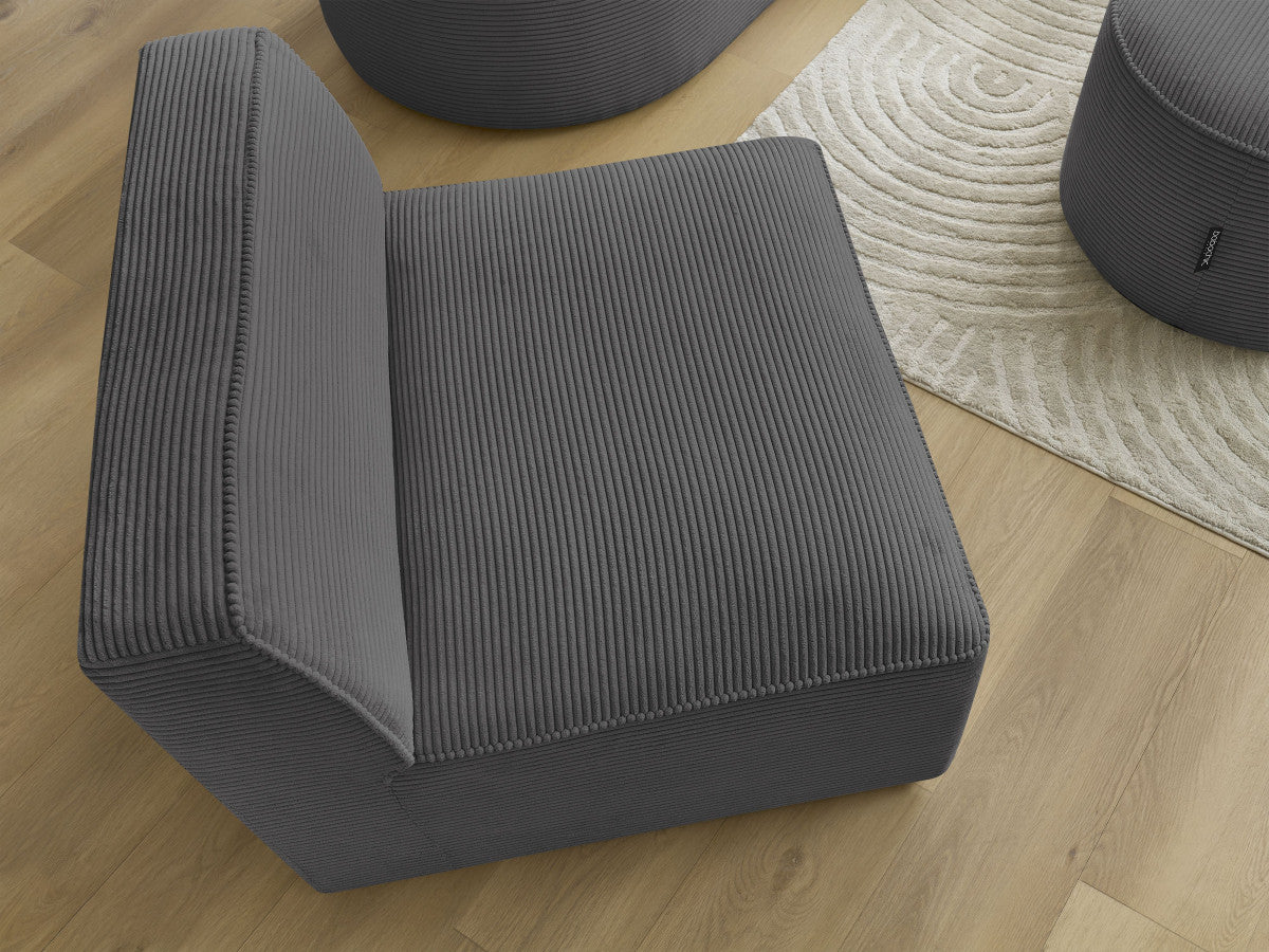 1-zits stoel voor modulaire bank ROUSSEAU ribfluweel