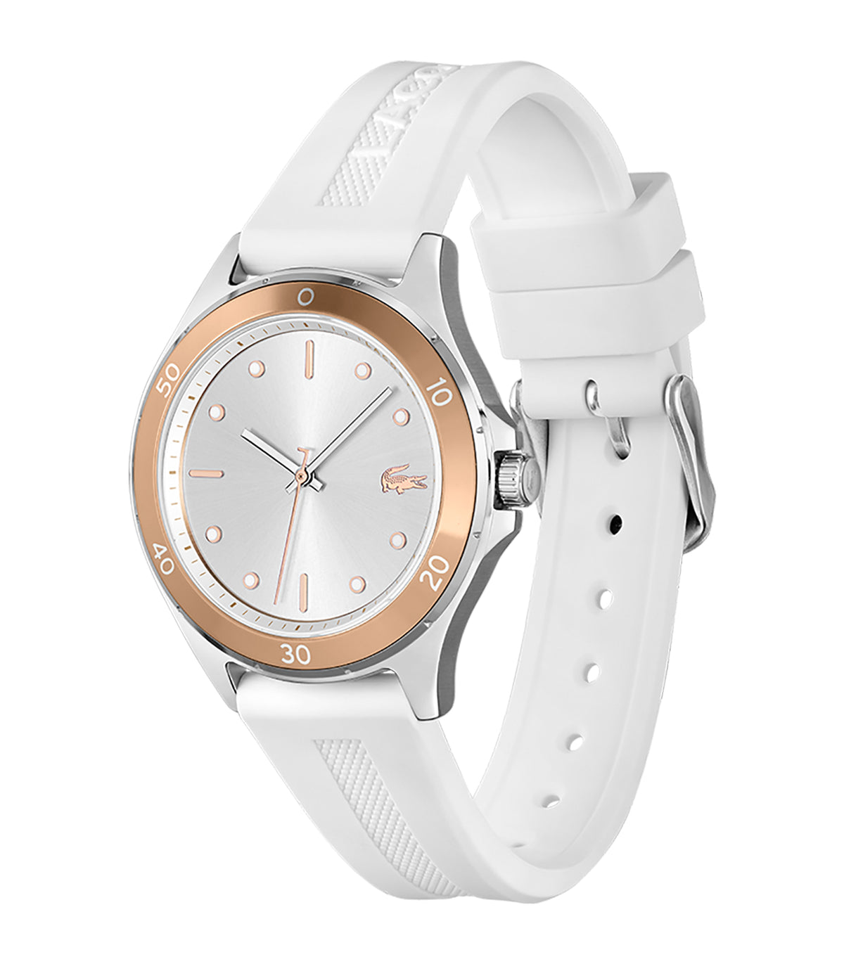 Lacoste - Sport Inspired - Vrouw - Witte Band - Witte Wijzerplaat - Zilveren Kast