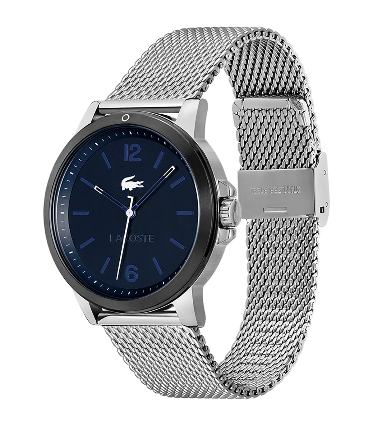 Lacoste - Sport Inspired - Man - Zilveren Armband - Blauwe Wijzerplaat - Stalen/zwarte Kast