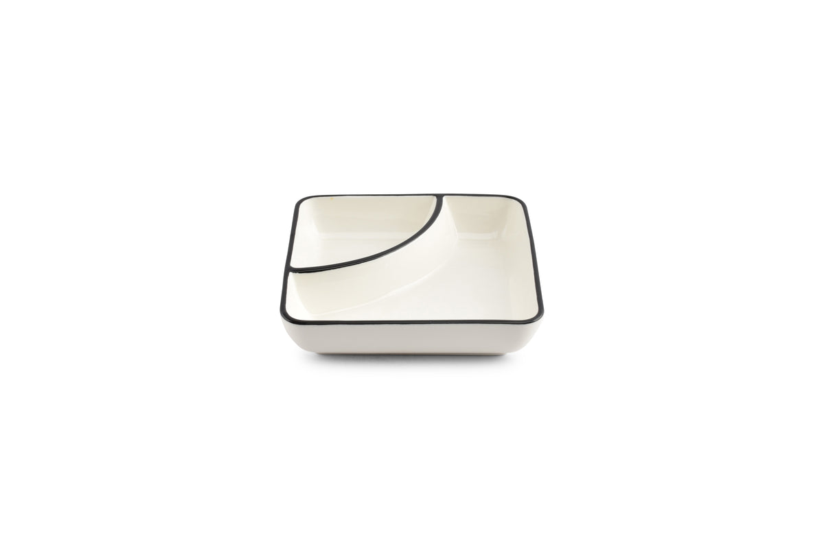 S&P - Nero Plat à servir 14,5x14,5xH3,5cm 2 parties blanc Nero - 1 SET - 4 pièces