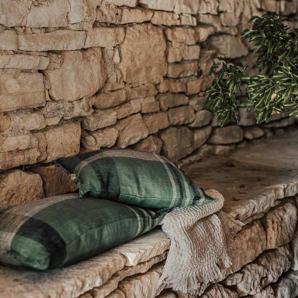 Kussensloop - Aalborg Lin Et Coton À Carreaux - Pigeon