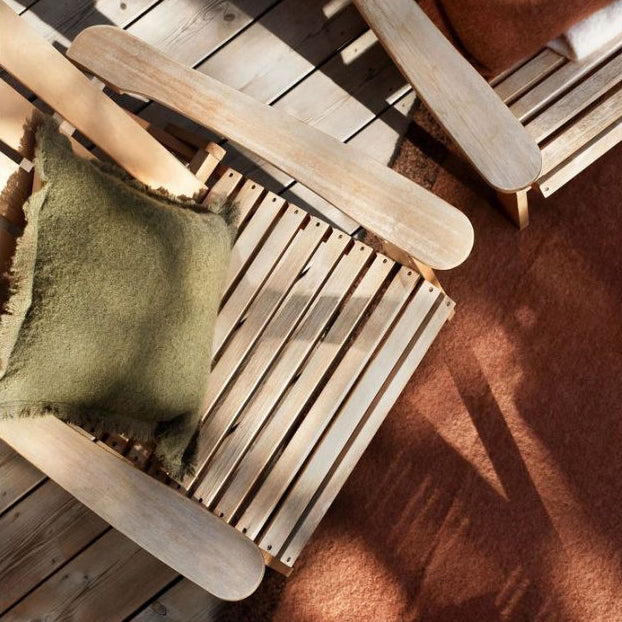 Kussensloop - Aspen Unie Et Frangée En Laine Et Fibres Mixtes - Kaki