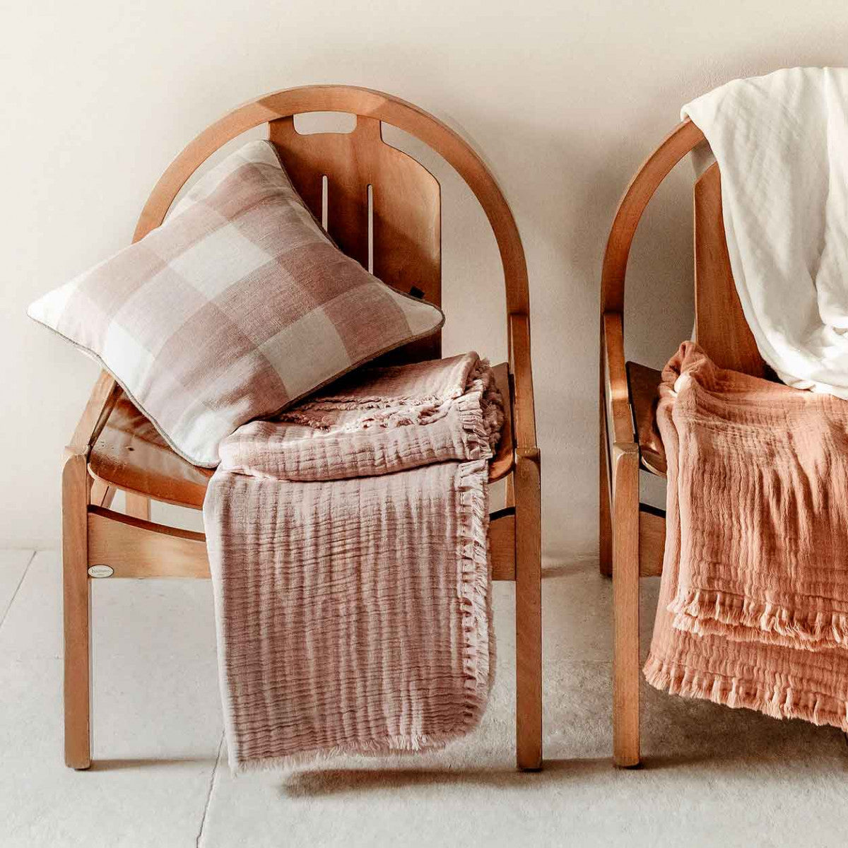 Kussensloop - Palma 100% Lin À Gros Carreaux - Petale