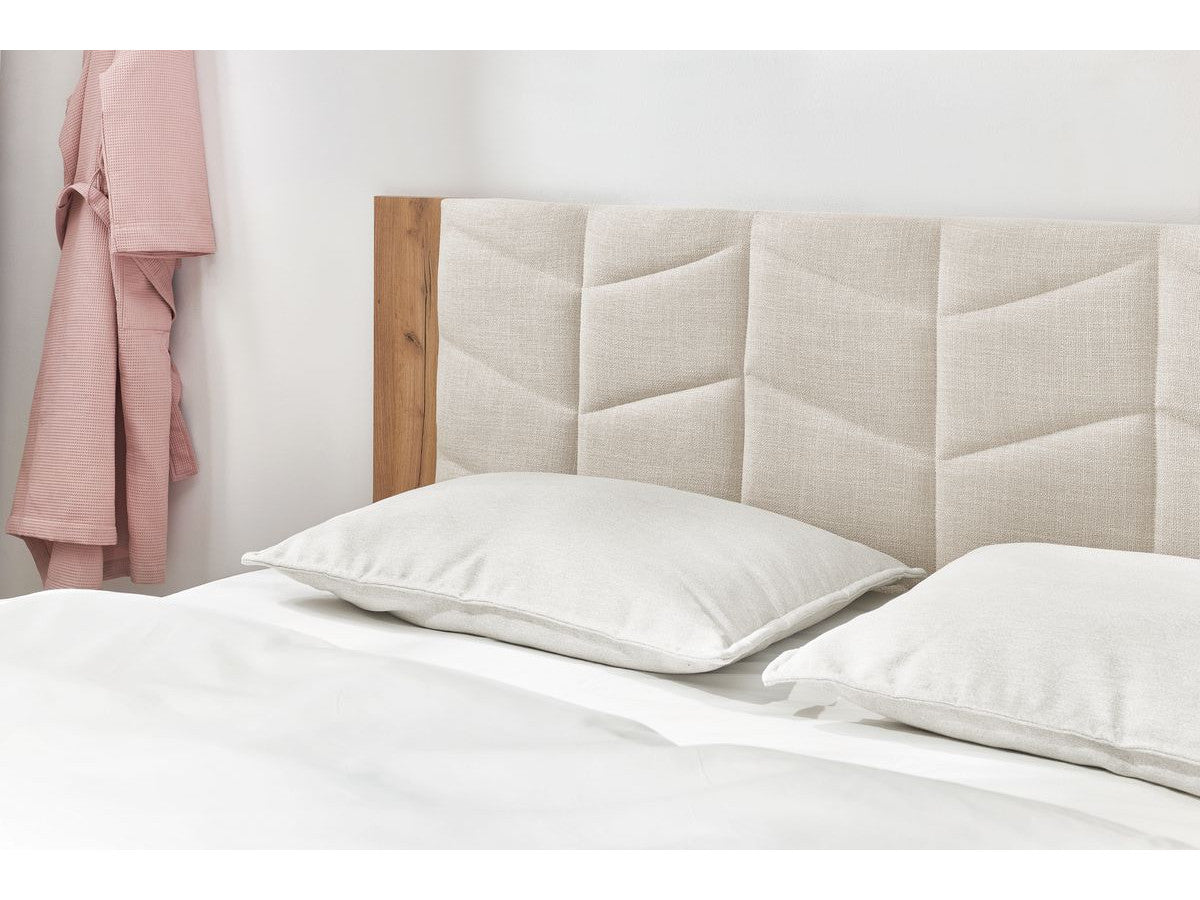 LEONA bed met massieve latten en poten van natuurlijk hout