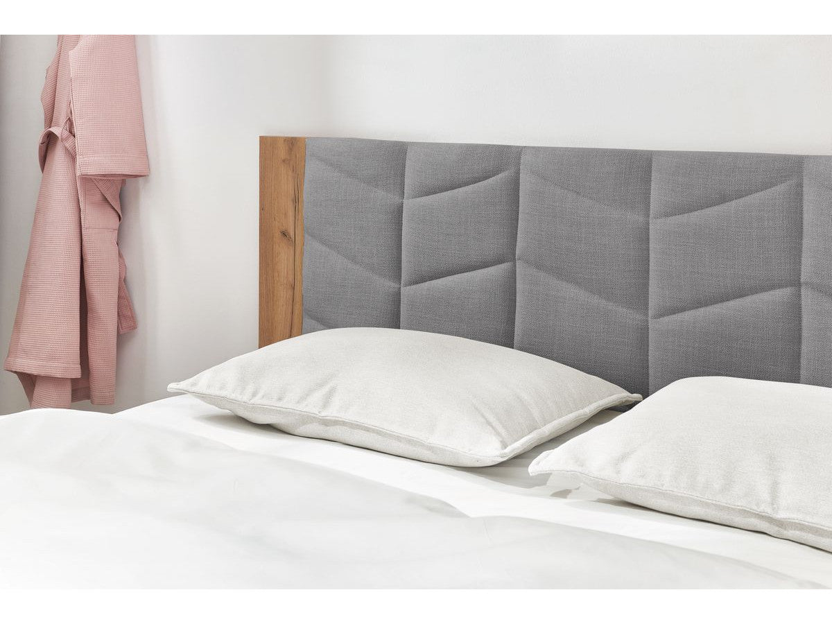 LEONA bed met massieve latten en poten van natuurlijk hout