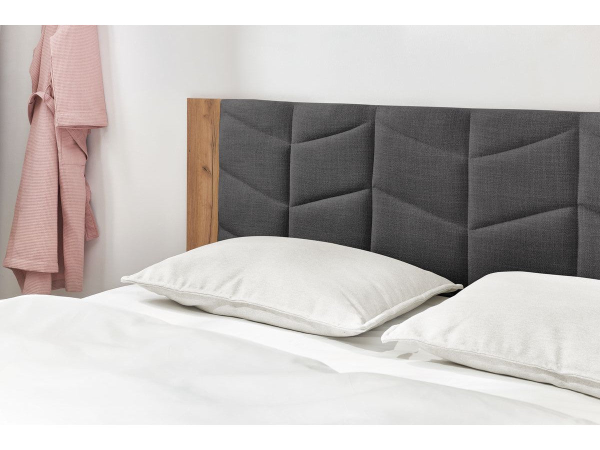 LEONA bed met massieve latten en poten van natuurlijk hout