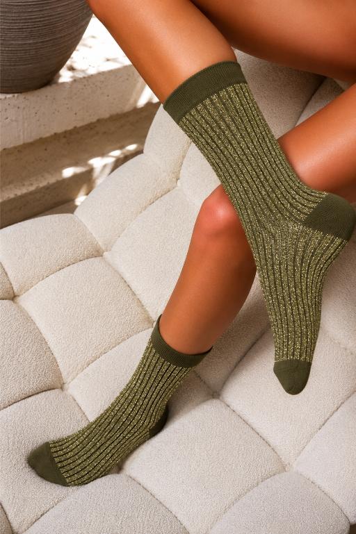 Chaussettes SAM Lurex Kaki
