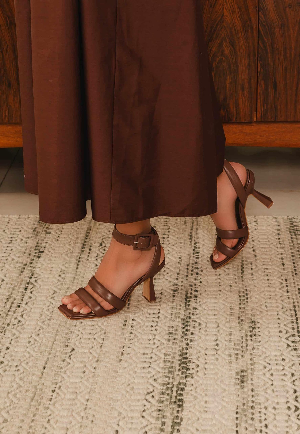 Mangará Uvaia Leren Sandalen met Hakken - Elegante 8 cm Hak - Bruin