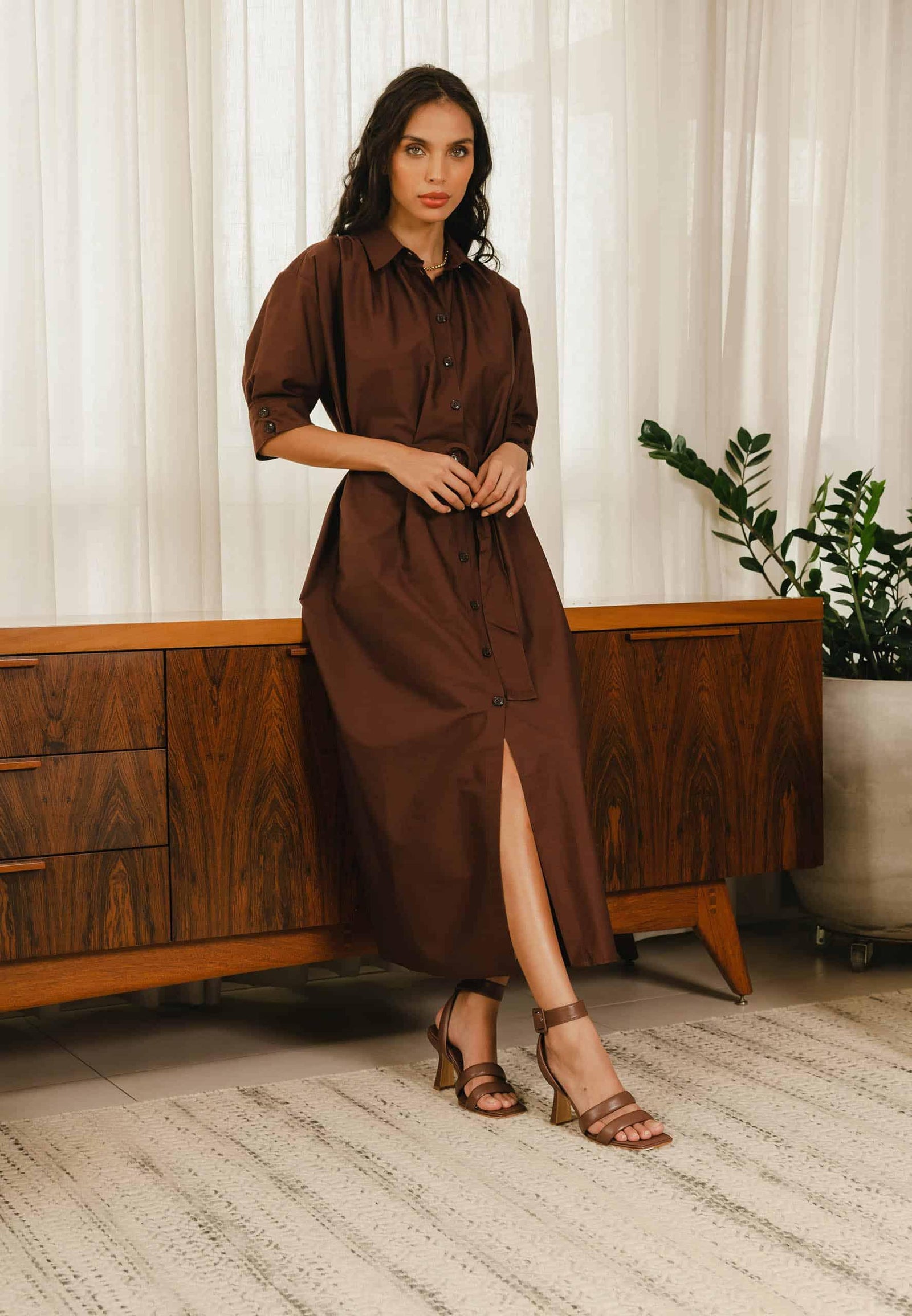 Mangará Uvaia Leren Sandalen met Hakken - Elegante 8 cm Hak - Bruin