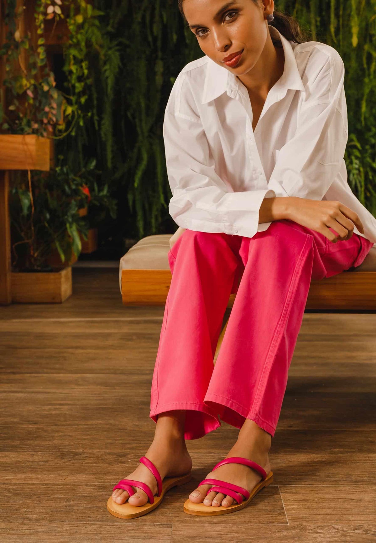 Mangará Cocao Leren Pantoffels - Roze