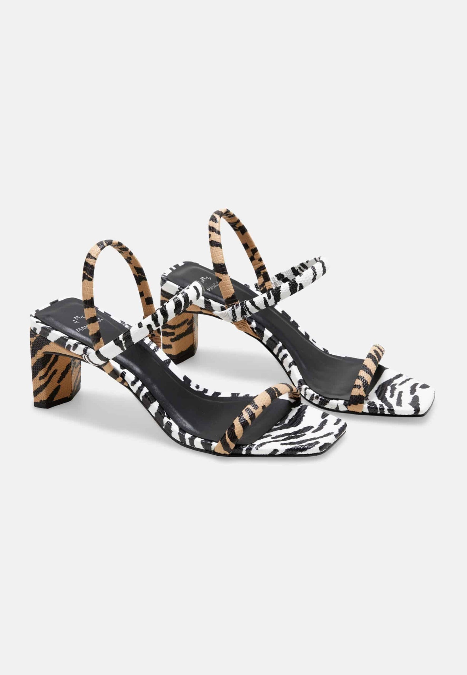 Mangará Dames Sandalen met Dierenprint - 6,5 cm Blokhak - Zwart