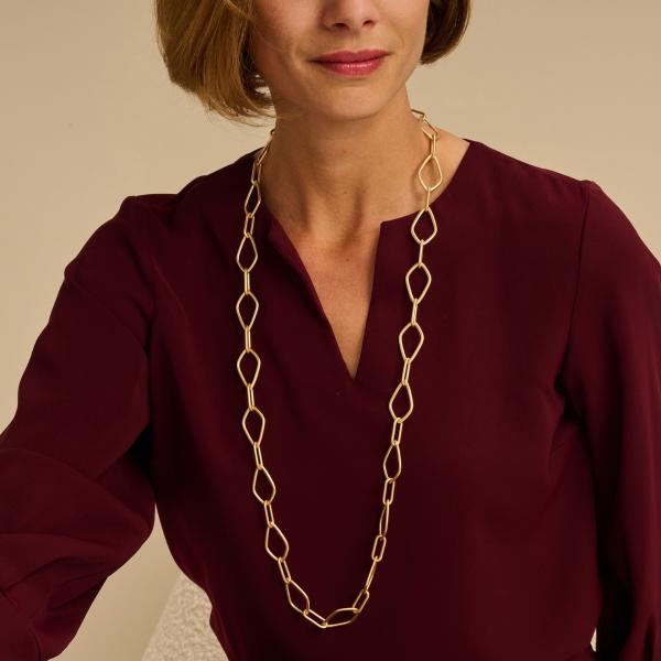 Halsketting - Doorlang Goudkleurig Mat