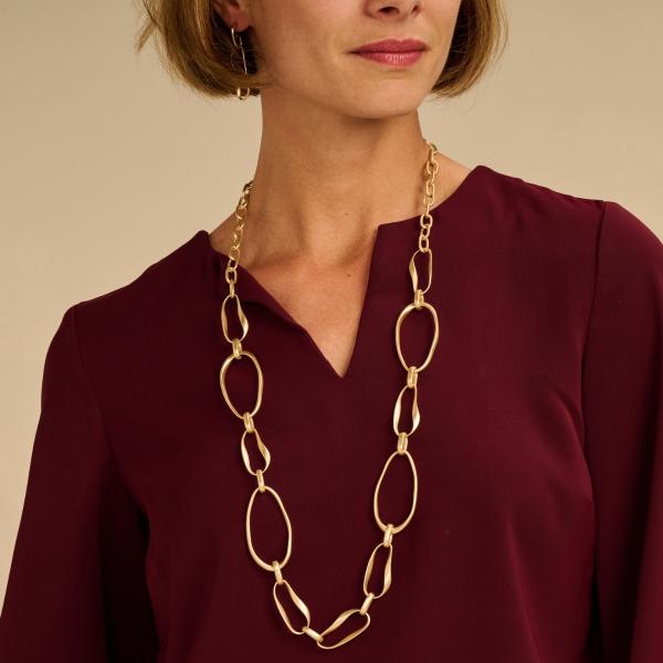 Halsketting - Deeflang Goudkleurig Mat