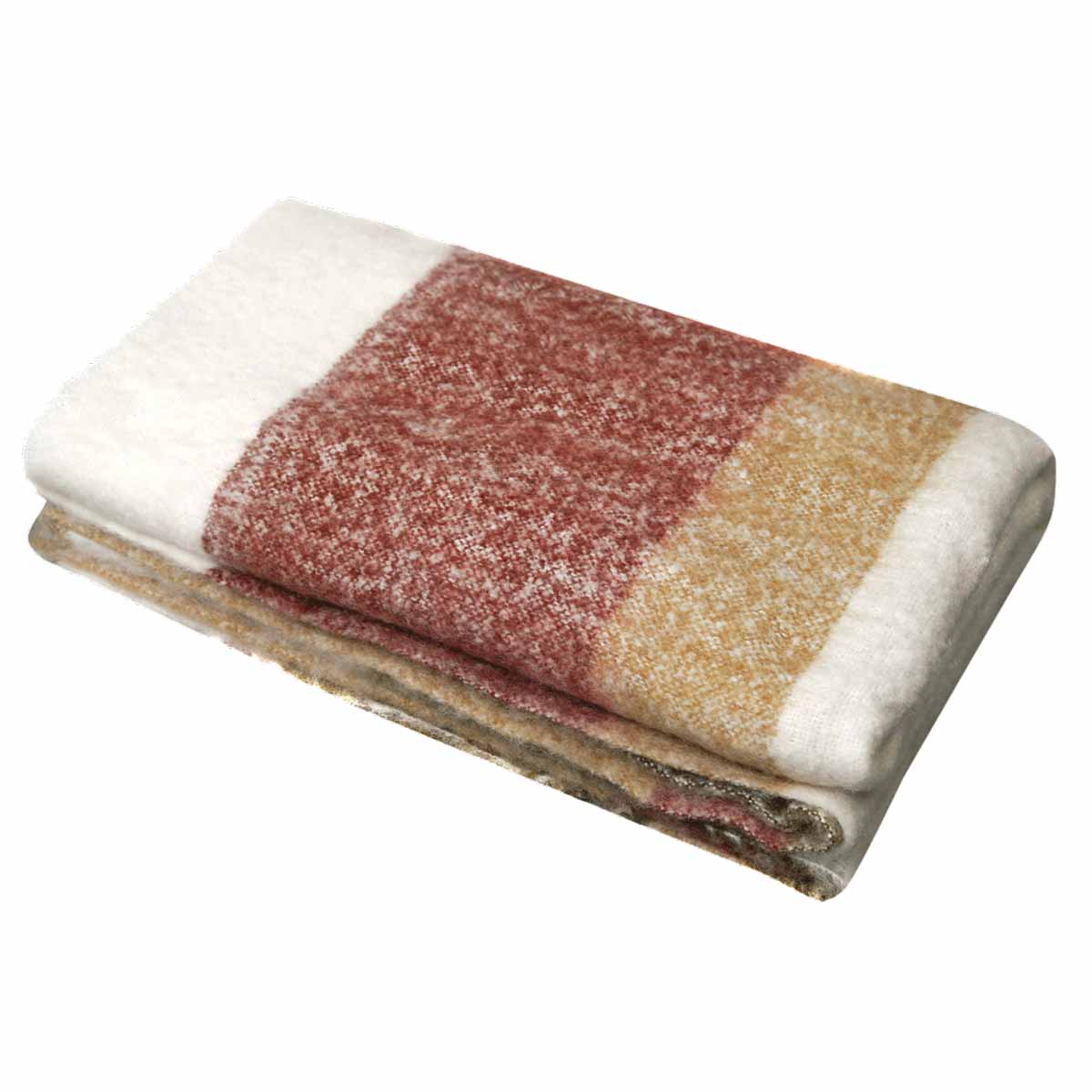 Gestreepte Plaid In Gemengde Wol Calypso - Kaki