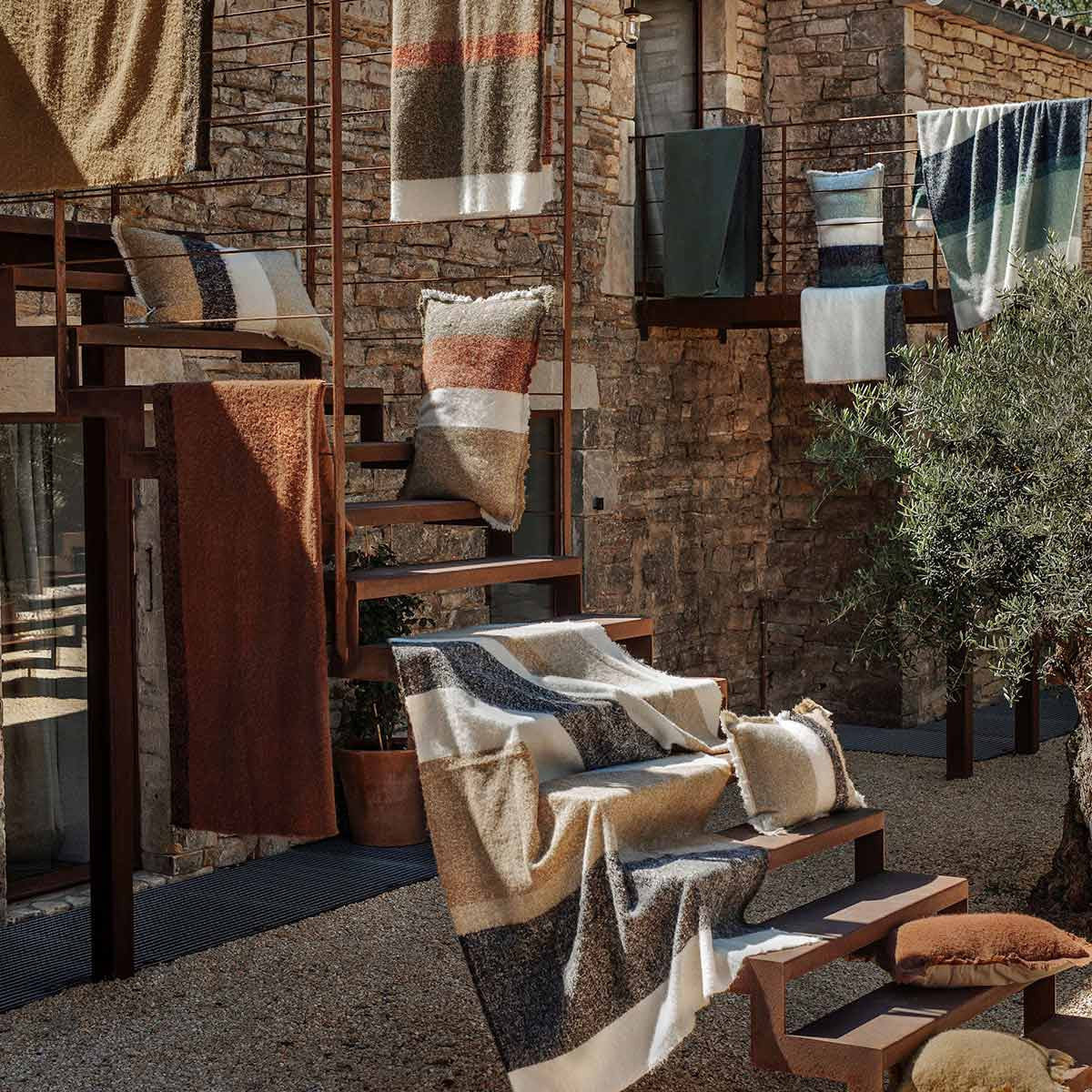 Gestreepte Plaid In Gemengde Wol Calypso - Gold