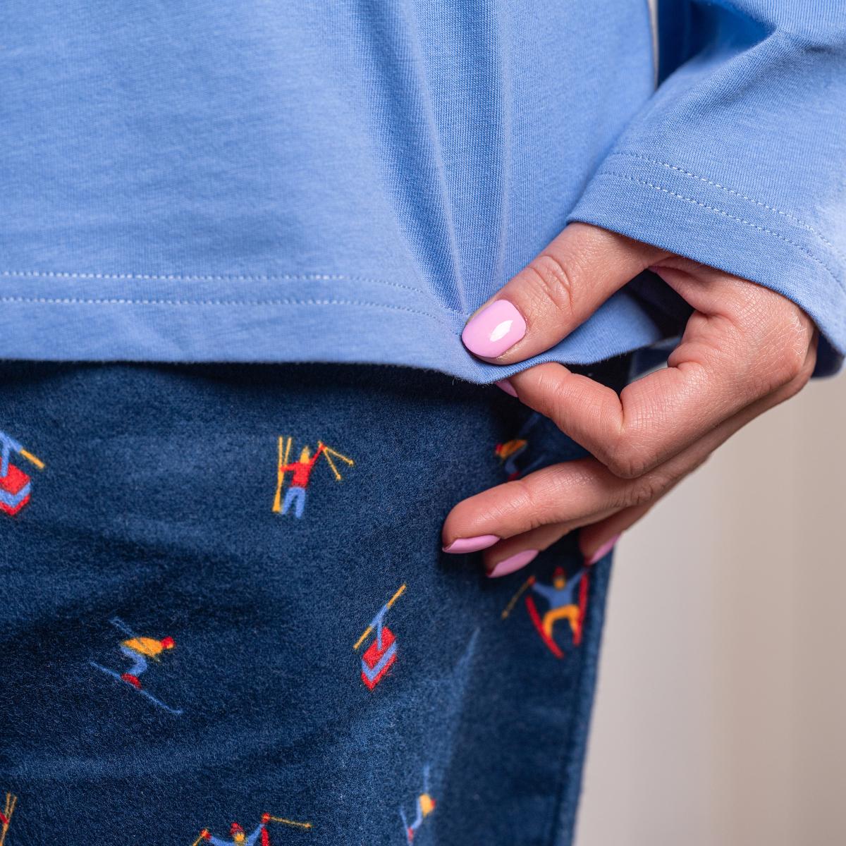 Pyjama flannelle et jersey - Femme - Blanc Et Bleu