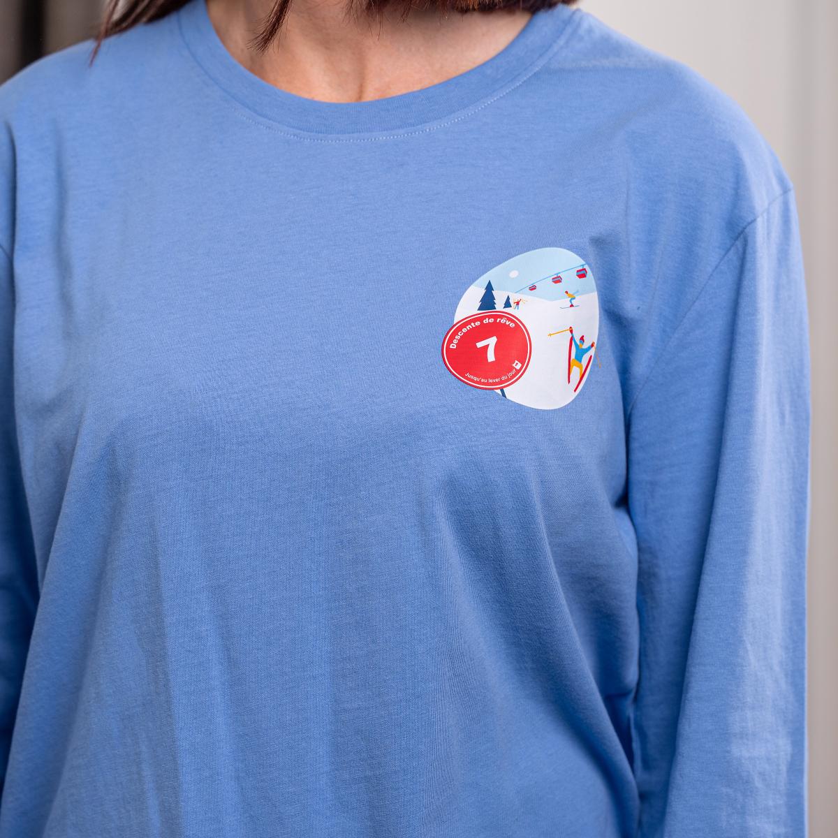 Pyjama flannelle et jersey - Femme - Blanc Et Bleu