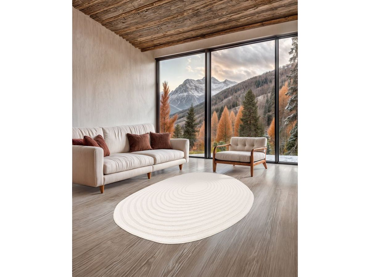 Kortharig tapijt BRIAC met geometrisch patroon - Beige