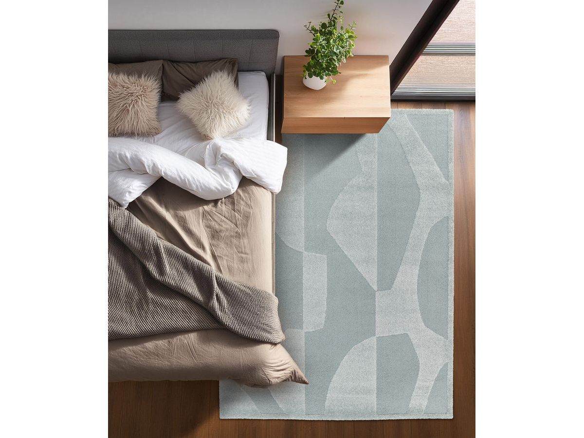 Kortharig tapijt ELIOR abstract patroon - Blauw
