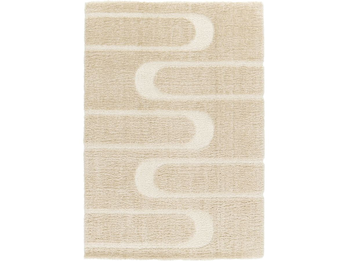 Langharig tapijt CALEB grafisch patroon - Beige