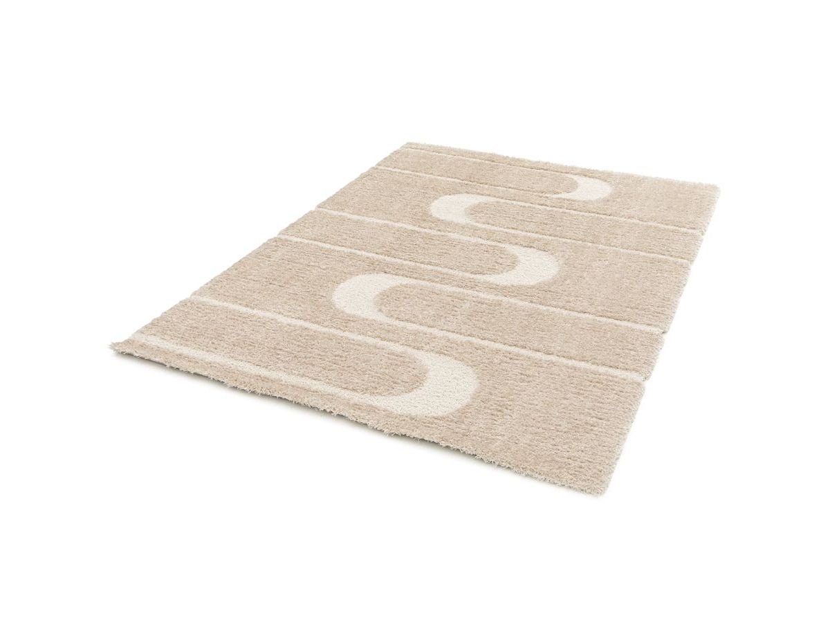 Langharig tapijt CALEB grafisch patroon - Beige