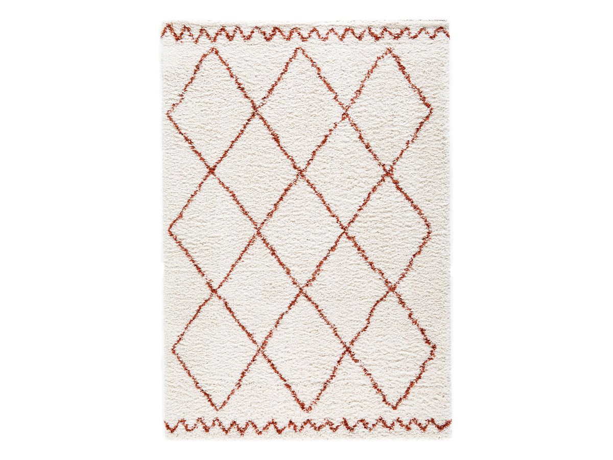 Tapis poils longs SIMON motifs graphiques - Beige