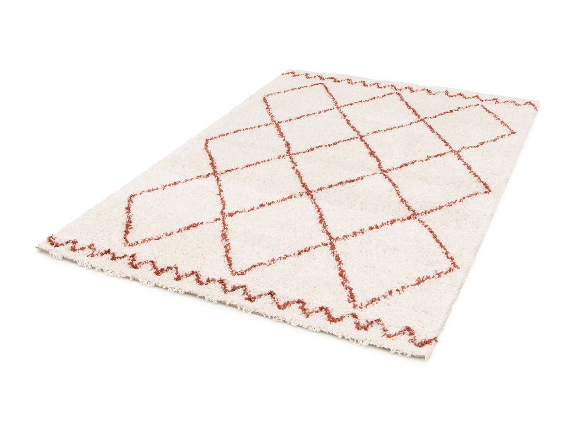 Tapis poils longs SIMON motifs graphiques - Beige