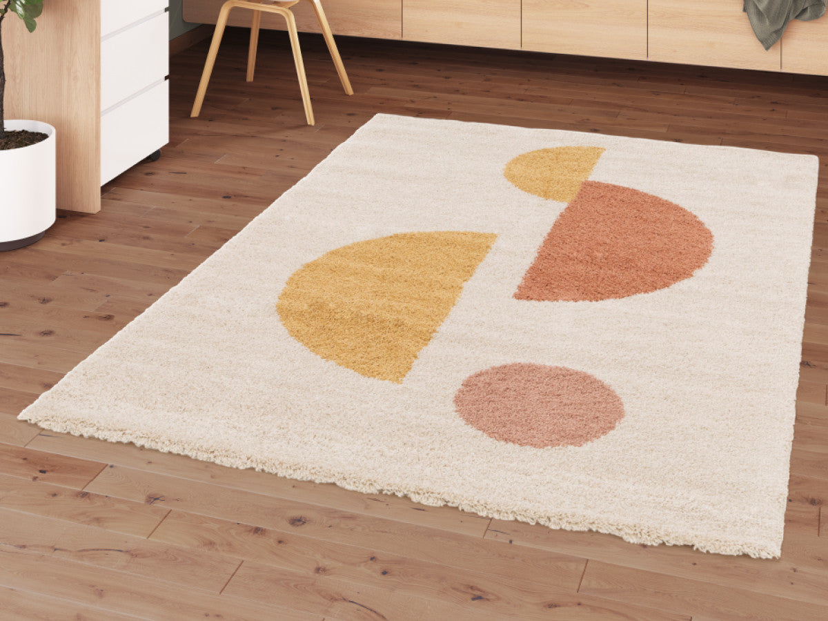 ADELINE vloerkleed met halflang haar abstract motief - Geel
