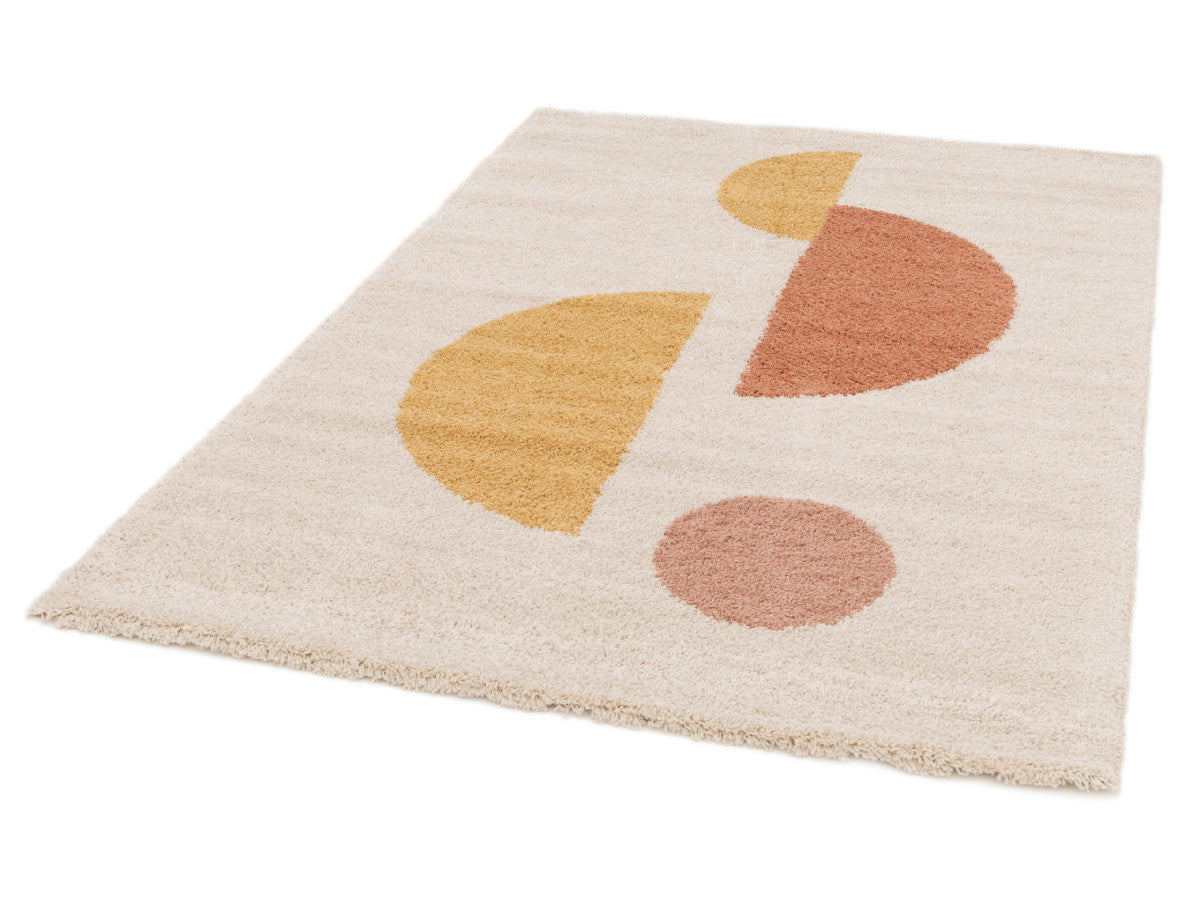 ADELINE vloerkleed met halflang haar abstract motief - Geel
