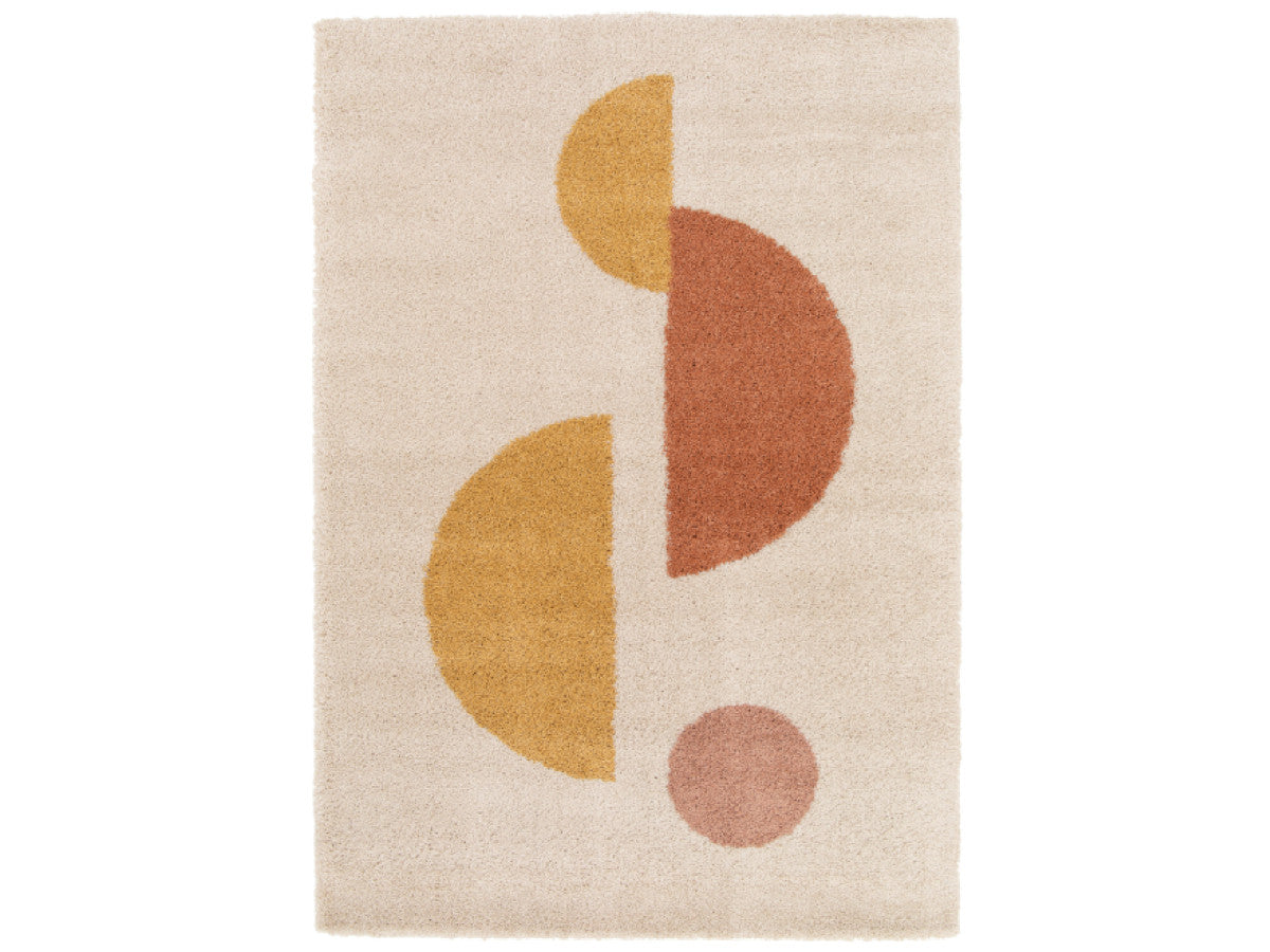 ADELINE vloerkleed met halflang haar abstract motief - Geel