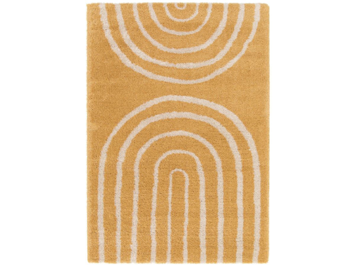 AURELIE halfhoogpolig tapijt abstract patroon - Geel