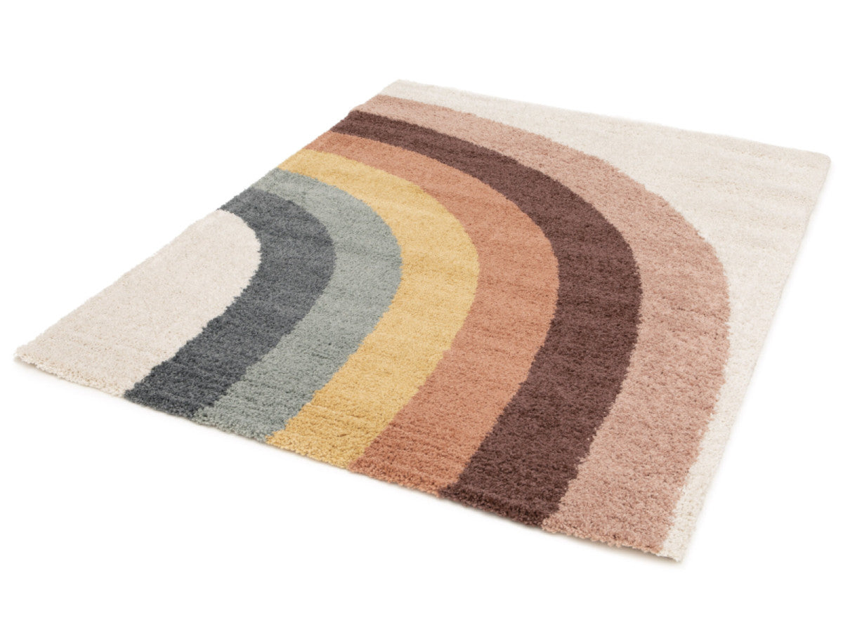 Tapis poils mi-longs CLAIRE motif abstrait - Multicolore