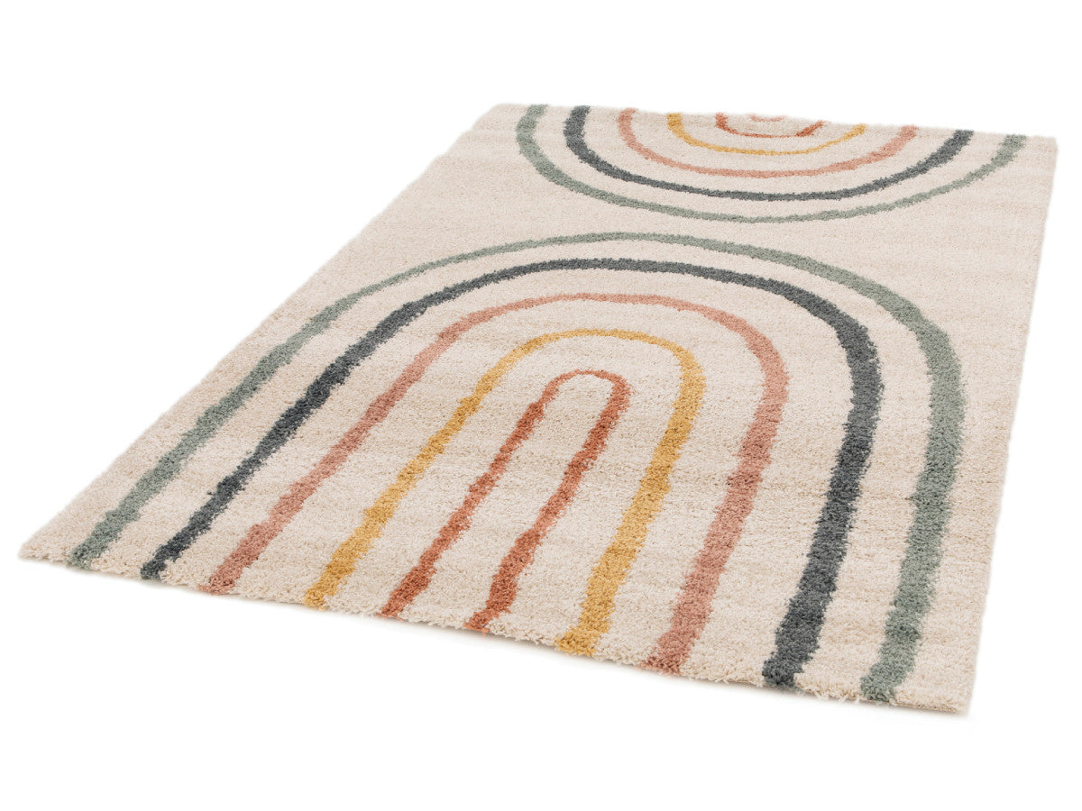 Tapis poils mi-longs LILIA motif abstrait - Multicolore