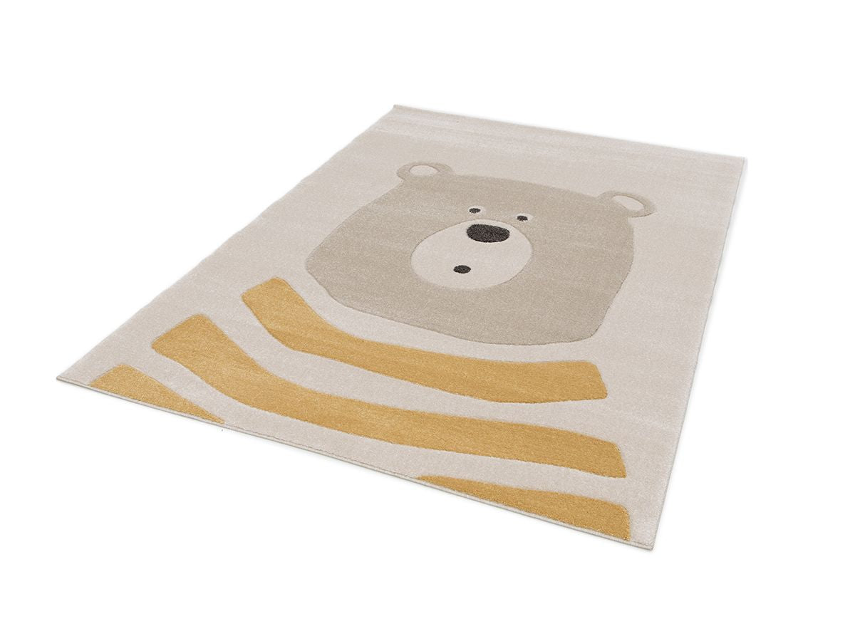 Kortharig tapijt BERNIE met berenmotief - Beige