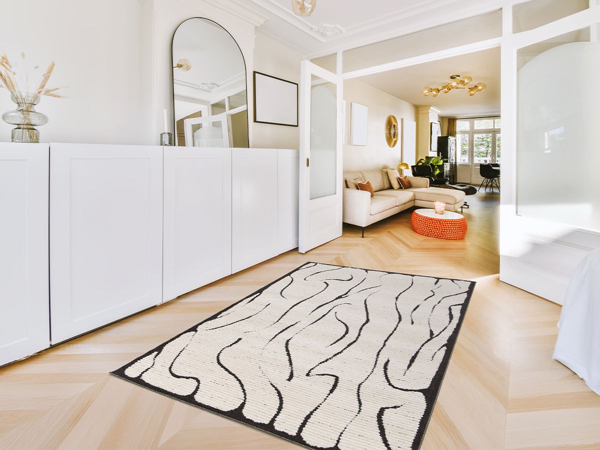 COSMARA laagpolig tapijt abstract motief - Beige