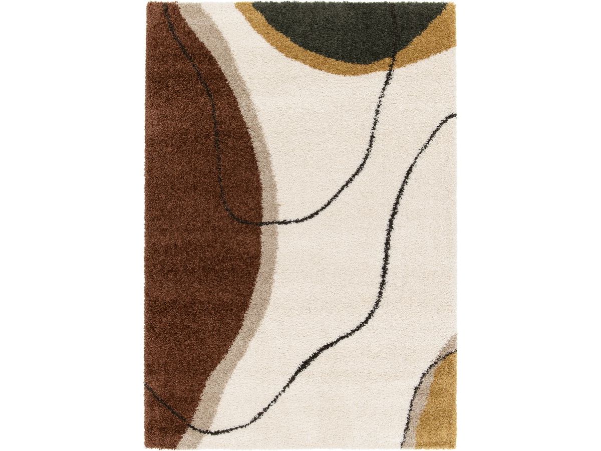 Shaggy tapijt LALOU abstract motief - Bruin