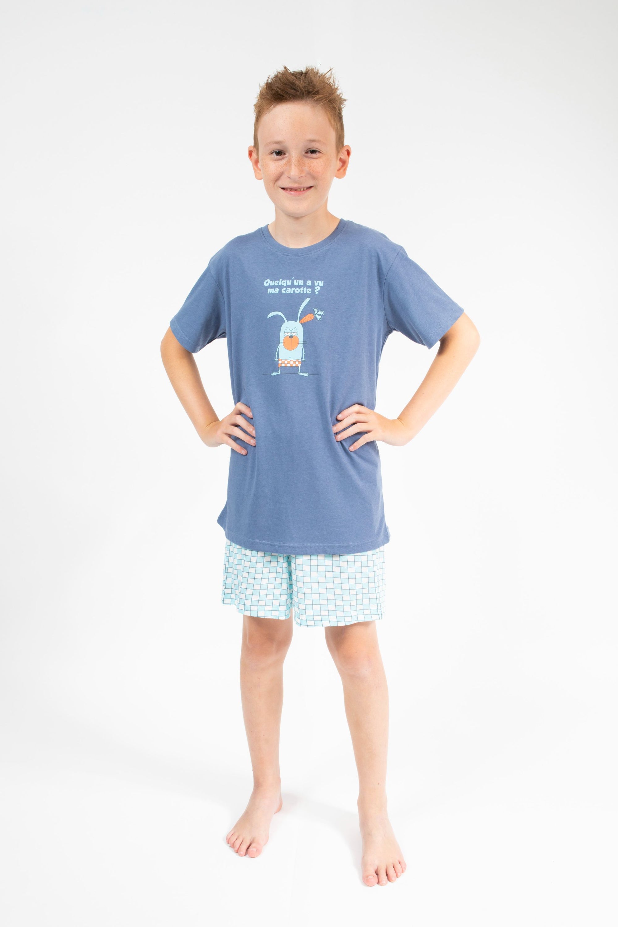 Pyjama Short Kid Bleu Gris