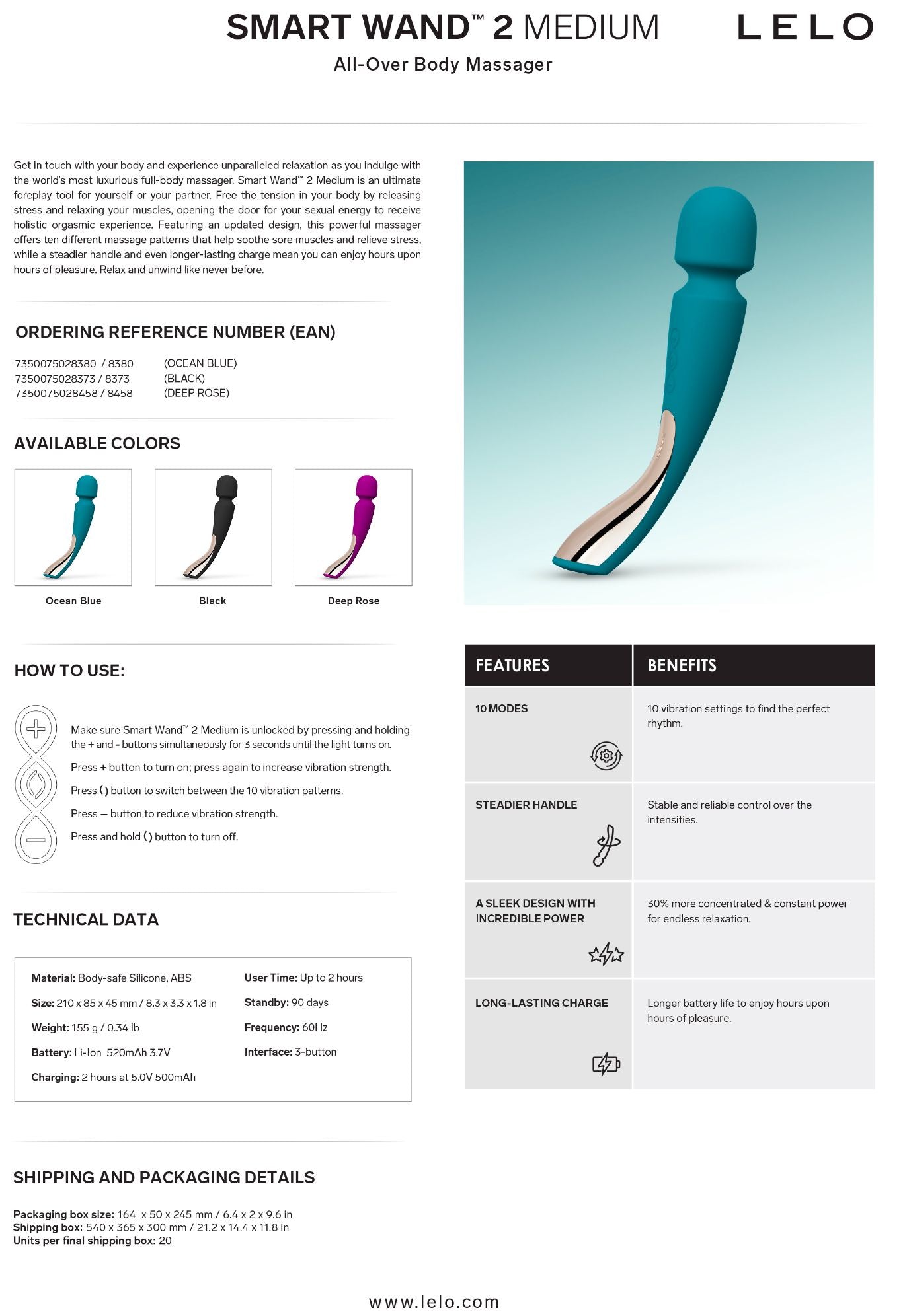 Smart Wand 2 Medium Ocean Blue